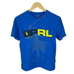 BX3 Boys Polo Ralph Lauren Designer Graphic Short Sleeve Shirt L